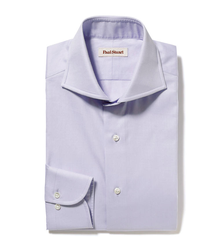 <span style=background-color:#000;color:#fff;padding:10px;>SHIRT</span><br /><br /><span style=font-size:1.1em;><strong>PAUL STUART ／ ポール・スチュアート</strong></span><br /><strong>■冷静さと活力を兼備するペールパープル</strong><br />青の持つ落ち着きと、赤の持つエネルギッシュなイメージ、両方の性質を持ったパープル。襟立ちが良いカッタウェイなので、クールビズのノータイスタイルにも◎。2万3000円（SANYO SHOKAI）