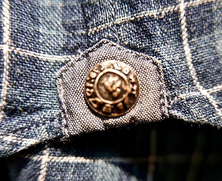 Riveted gussets on a  Denim line shirt.