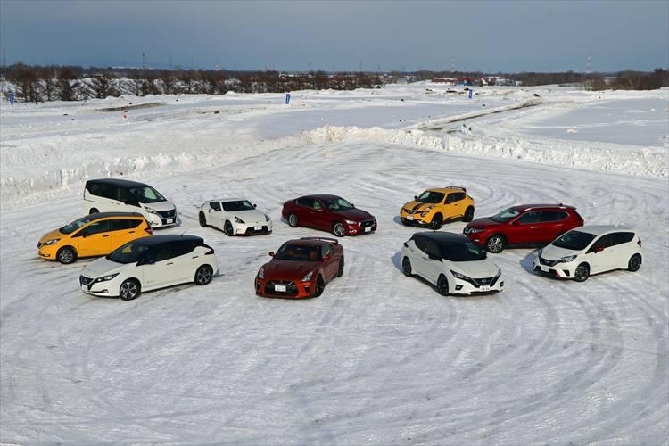 SUVからスポーツカーまで日産車の実力を雪上でテスト