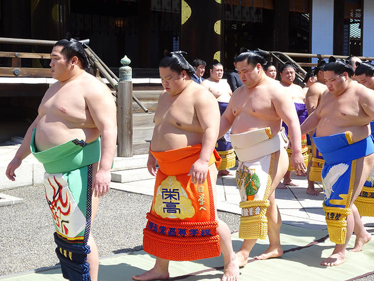 左から：前頭・遠藤、前頭・大栄翔、前頭・妙義龍、前頭・錦木