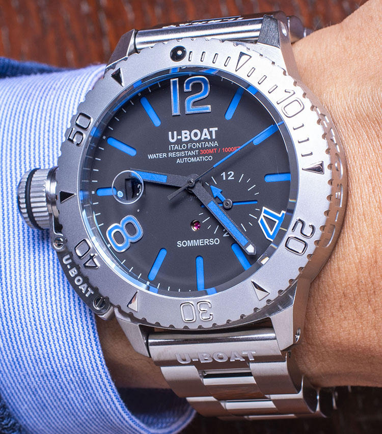 <b>U-BOAT<br>クラシコ 9014M</b><br>ケース径：46mm　ケース素材：ステンレススチール　ブレスレット素材：ステンレススチール　ムーブメント：自動巻き　価格：35万円