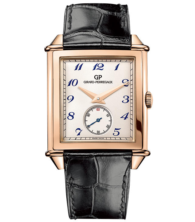 <span style=font-size:1.1em;><strong>GIRARD-PERREGAUX ／ ジラール・ペルゴ</strong></span><br /><strong>ヴィンテージ 1945 スモールセコンド</strong><br />ヴィンテージ1945は、1945年に製作された角形時計を現代に甦らせた人気シリーズ。中でも最もクラシックな味わいに富むのがこちら。アール・デコへのオマージュだったオリジナルの、可憐な佇まいを巧みに再現している。自動巻き。36.20×35.25mm。18KPGケース。アリゲーターストラップ。279万円（ソーウインド ジャパン）