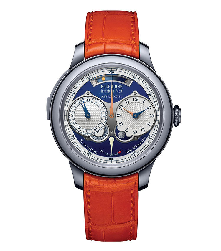 【オンリー・ウォッチ・オークション出品アイテム】<br><b>F.P. JOURNE</b>　F.P.ジュルヌ<br>プロトタイプムーブメント、ミニッツリピータートゥールビヨン、オンリーウォッチ専用のケースと文字盤、タンタルケース、18金ピンクゴールド製のムーブメント、ブルークロームダイヤル　<b>エスティメイトCHF 300,000〜600,000</b>