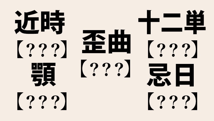 十二単、歪曲、誤謬、約款･･･【難読漢字】全8問。スラスラ読めたら、なかなかのもの