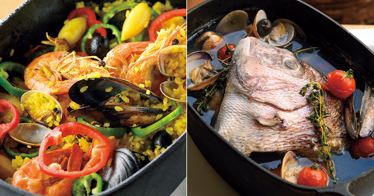 ダッチオーブンで作るアクアパッツァとパエリア 一流シェフの キャンプ飯 料理帖 Men S Ex Online