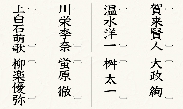 賀来賢人、大政 絢、温水洋一、桝 太一、川栄李奈、蛍原 徹、上白石萌歌、柳楽優弥