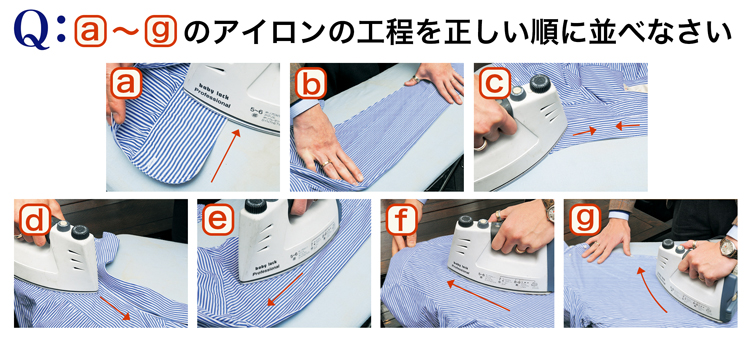 シャツのアイロンがけの工程