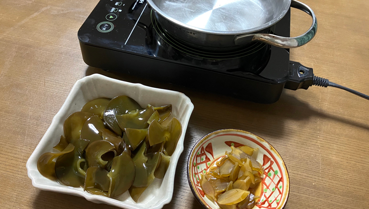 15分で作れる簡単おつまみ2品「生めかぶのしゃぶしゃぶと茎の煮物」