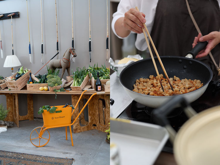 採れたての野菜を目の前で調理