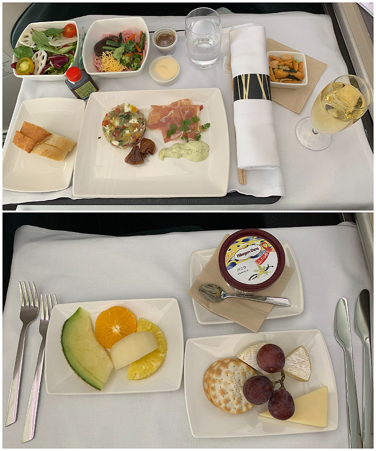 キャセイパシフィック航空のビジネスクラスのメニュー