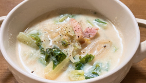 20分で出来る寒い日の簡単おかず「たっぷり白菜の豆乳仕立てスープ」