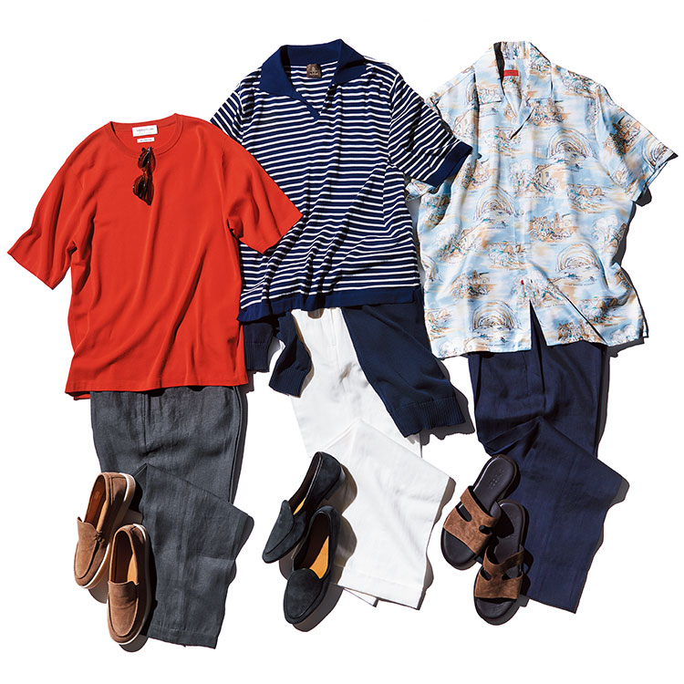 リネントラウザーズは夏の半袖ルックの相棒だShort Sleeve × Linen Trousers