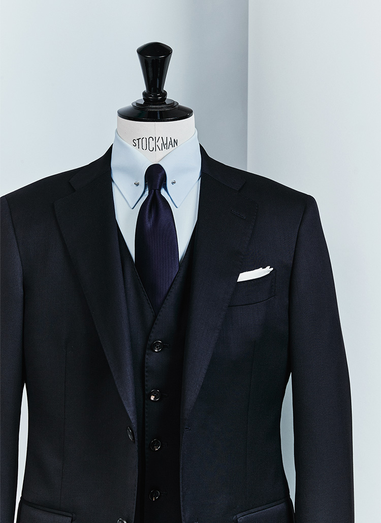 AZABU TARTAN SOLID スリーピーススーツ