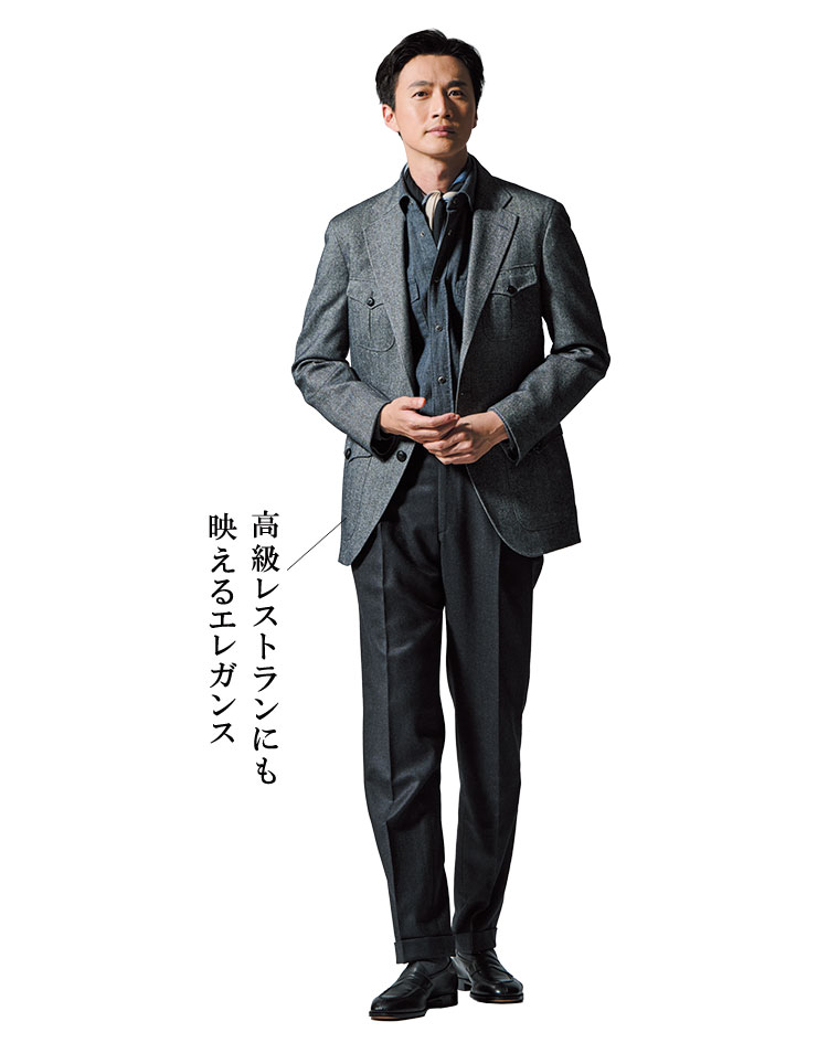 濃色でまとめて都会的に装う